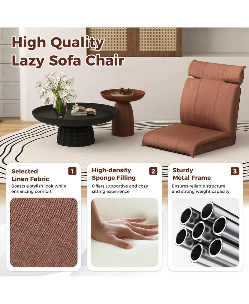 Gouun Folding Floor Chair with 14-Position Backrest and 5-Position Headrest
