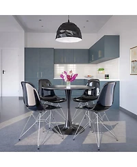 LeisureMod Cresco Acrylic Dining Chair Set of 2 Chrome Eiffel Base and Curved Back Design, Ergonomic Lightweight Accent Side
