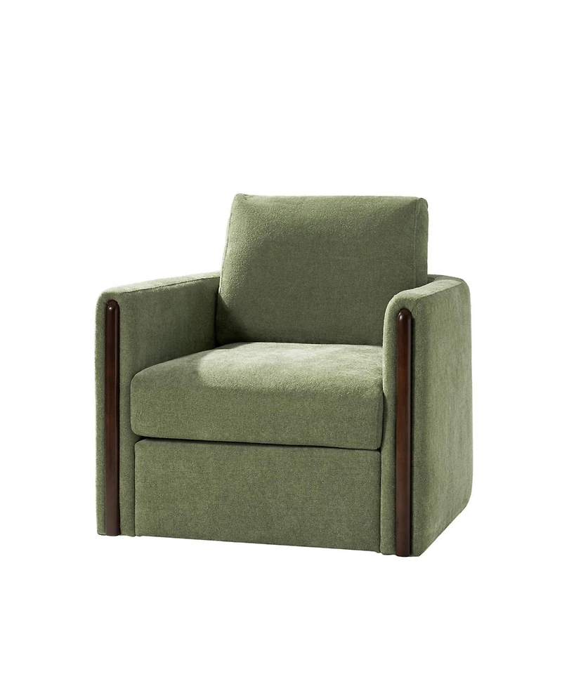 Hulala Home Verdino Modern Down-filled Solid Wood Swivel Barrel Chair