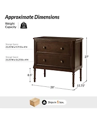 Hulala Home Irene Transitional 28''W 2 Drawer End Table with Charging Station