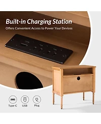 Hulala Home Irene Transitional 28''W 2 Drawer End Table with Charging Station