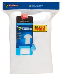 Hanes Boys' 6-16 Short-Sleeve Crewneck Undershirt, 5+2 Bonus Pack