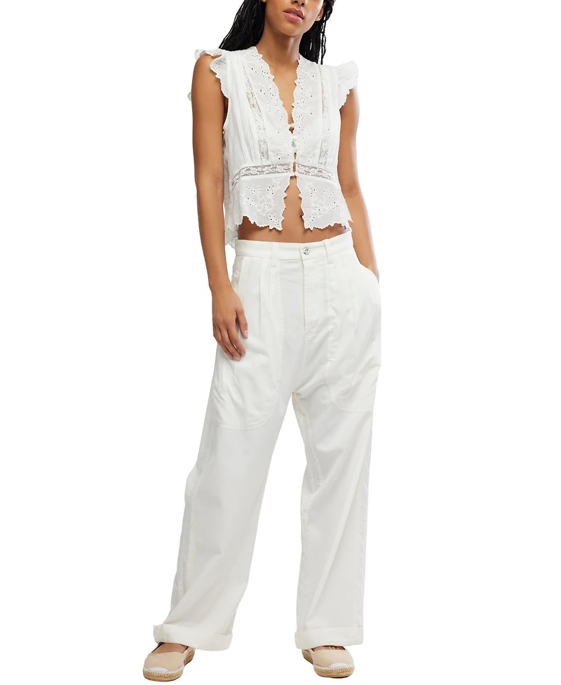 Free People Women's Clover Mid-Rise Dropped Trouser Pants