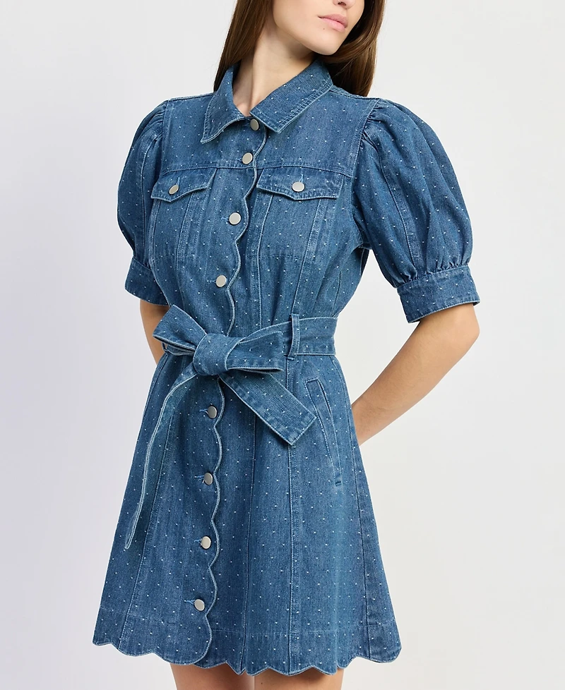 En Saison Women's Heidi Collared Denim Mini Dress