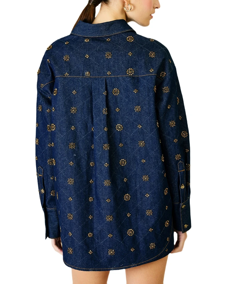 Line & Dot Women's Attina Beaded Denim Jacket