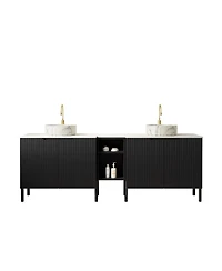 Sillysis Inch Bathroom Vanity with Double Vessel Sinks, Sintered Stone Countertop, Soft Close Doors