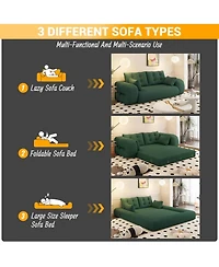 Maison Boucle 78.7'' Teddy 2-Seat 3-in-1 Sleeper Sofa, Foldable Foam Sofa Bed