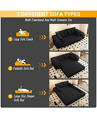Maison Boucle 78.7'' Teddy 2-Seat 3-in-1 Sleeper Sofa, Foldable Foam Sofa Bed