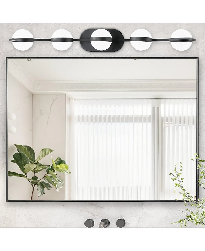 Midola Modern Minimalist Bathroom Vanity Light, Led 5 Bulb Frosted Glass Shades, Wall Mounted Decorative Lighting Fixture for Bathroom