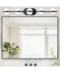 Midola Modern Minimalist Bathroom Vanity Light, Led 5 Bulb Frosted Glass Shades, Wall Mounted Decorative Lighting Fixture for Bathroom