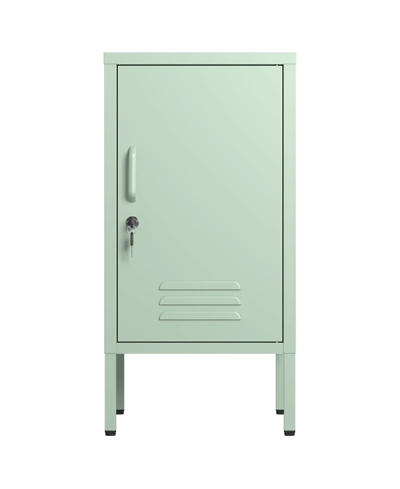 homfan Furniture Modern Metal Bedside Locker with Lockable Door, 2 Adjustable Shelves, Easy-Assembly Storage Cabinet