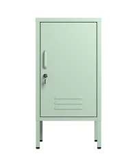 homfan Furniture Modern Metal Bedside Locker with Lockable Door, 2 Adjustable Shelves, Easy-Assembly Storage Cabinet
