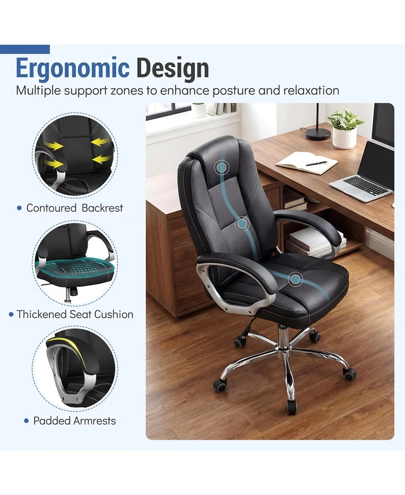 Slickblue High Back Ergonomic Office Chair with Padded Arm Support