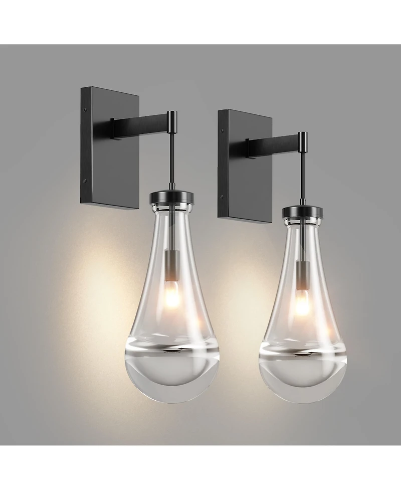 Midola Wall Sconces Set of Two, Dimmable Raindrop Wall Lighting, Modern Bathroom Sconces Wall Lamps Vanity Lighting for Living Room