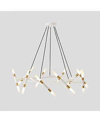 Midola 41" Modern Chandelier Light Fixture, Branch Design with Frosted Tubes, Cords, Adjustable Height Pendant Light