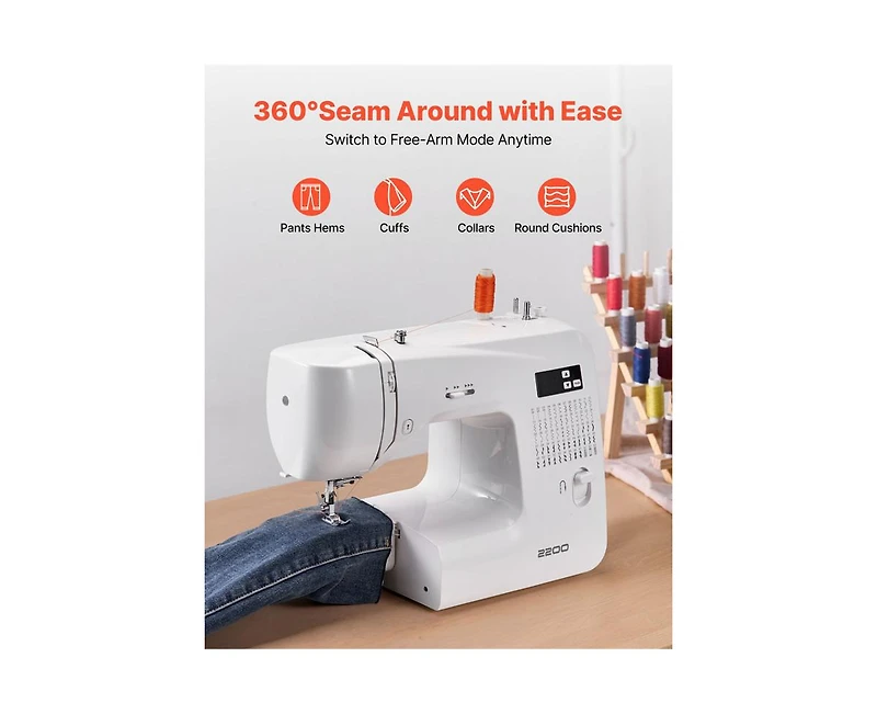 Yobtop Computerized Sewing Machine, 60 Stitch Applications, Digital Display, Automatic Needle Threader, Metal Frame, Free Arm Mode, Led Screen