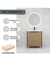 Sillysis Modern Freestanding Bathroom Vanity with Resin Sink, Soft Close Door, Adjustable Shelf, Plywood Cabinet