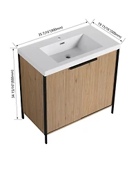 Sillysis Modern Freestanding Bathroom Vanity with Resin Sink, Soft Close Door, Adjustable Shelf, Plywood Cabinet