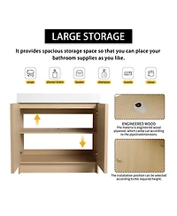 Sillysis 35 Inch Freestanding Bathroom Vanity with Resin Sink, Soft Close Doors, Adjustable Shelf, Ample Storage for Modern Bathrooms