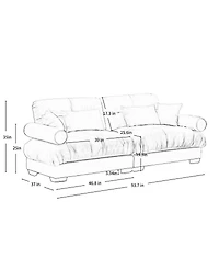 Maison Boucle 93.7'' Wide Velvet Loveseat Sofa, Modern 2 Seater Couch with Pillows