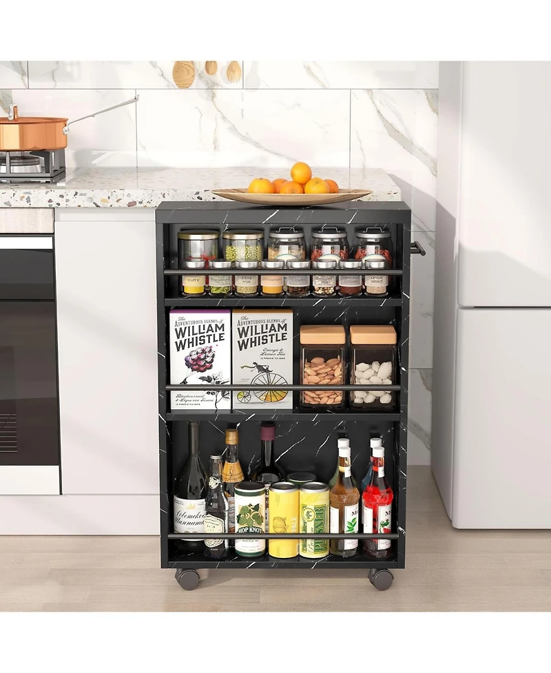 Tribesigns 4-Tier Slim Storage Cart, Rolling Kitchen Cart on Wheels for Small Place,