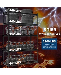 homfan 5 Tier Storage Shelf, 72 Inch Heavy Duty Metal Shelving Unit with Adjustable Shelves for Pantry or Basement