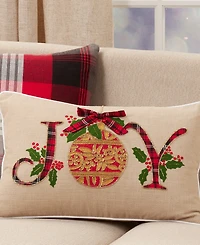 Saro Lifestyle Joy Holly and Ivy Decorative Pillow, 14" x 22"