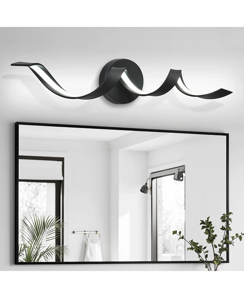Midola Modern Led Bathroom Vanity Lights, 24inch Dimmable Bathroom Lighting Fixture Over Mirror 15W Spiral Design Led Wall Light Fixtures