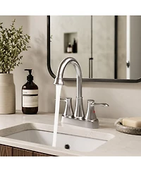 Phying 4 Inch Centerset Bathroom Faucet Brushed Nickel 2 Handle Vanity Sink Faucet For Bathroom Lavatory Sink