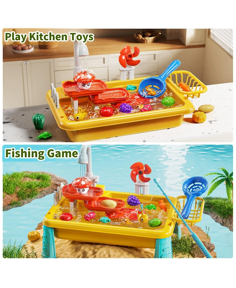 Gnuadz Water Table Kitchen Sink Electric Pump Fishing Games Sensory Play