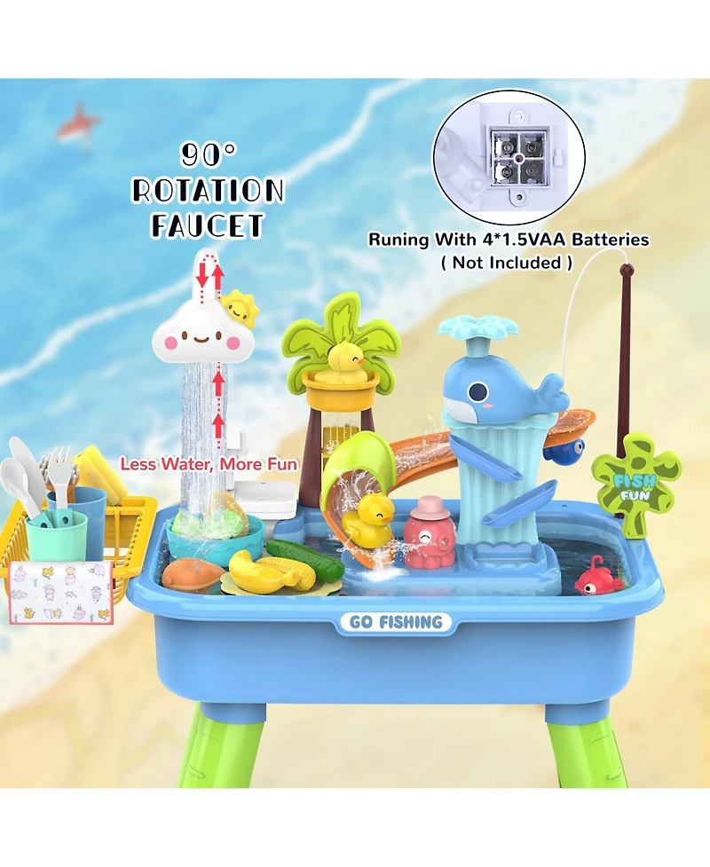 Gnuadz Kids Water Table Electric Pump Sand Play Sink Sensory Summer