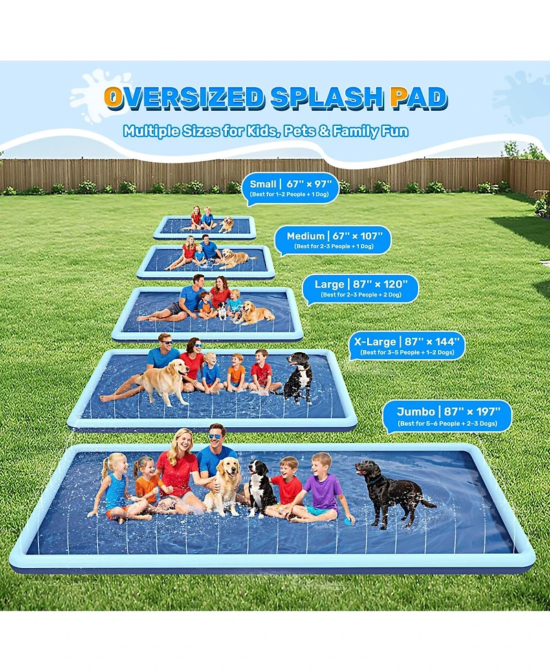 Aofar Dog Splash Pad Sprinkler Pool Outdoor 144"x 87
