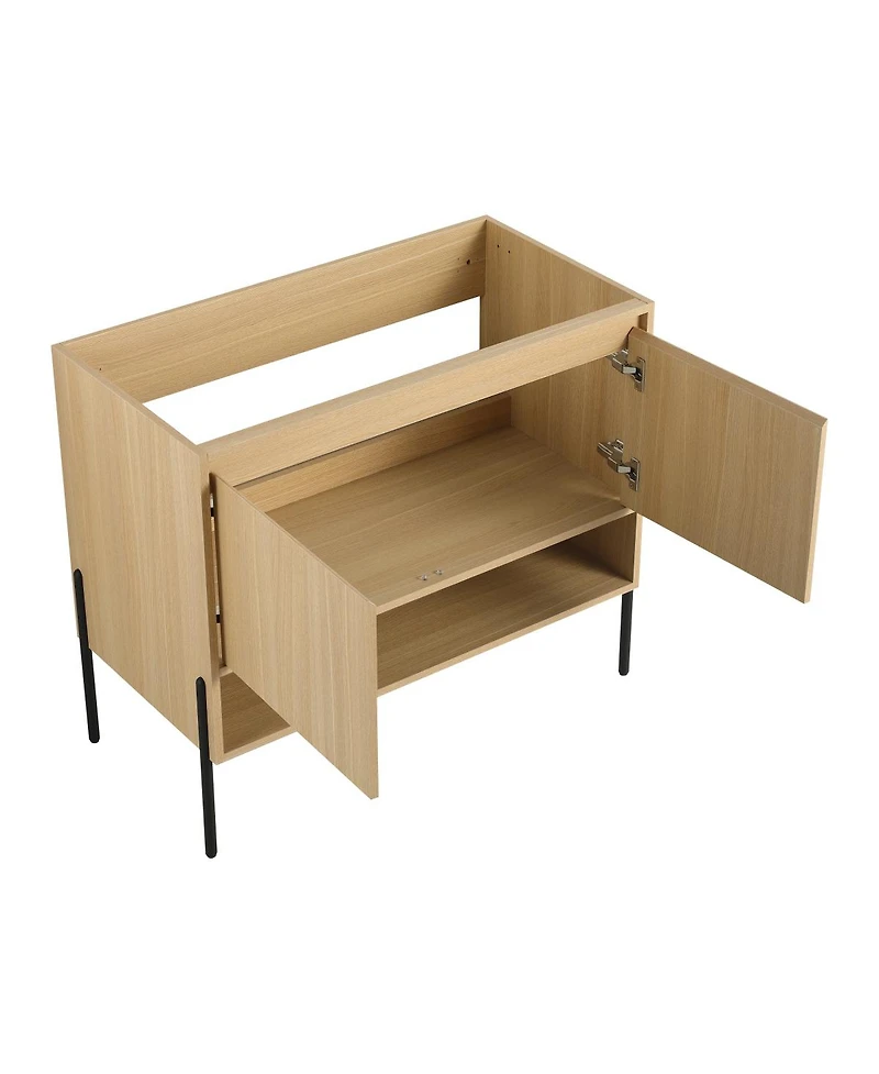 Sillysis Inch Freestanding Bathroom Vanity with Resin Basin, Double Doors, Large Storage