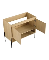Sillysis Inch Freestanding Bathroom Vanity with Resin Basin, Double Doors, Large Storage