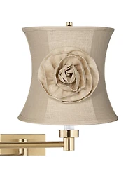 Barnes and Ivy Alta Plug-In Swing Arm Wall Lamp with Almond Flower Shade