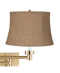 Barnes and Ivy Alta Plug-In Swing Arm Wall Lamp with Burlap Drum Shade