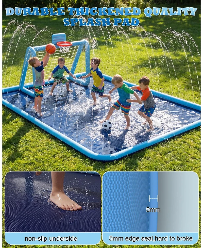 Aofar 3-in-1 Splash Pad Sprinkler Soccer Basketball Water Mat