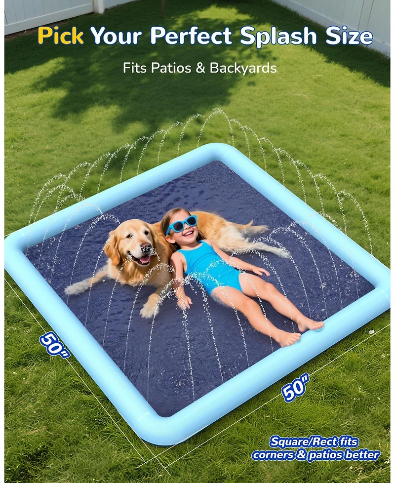 Aofar Splash Pad Sprinkler Pool Dog Pet Outdoor Water Play Mat Fountain Funyard