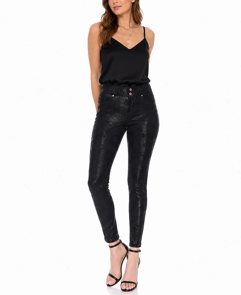 White Mark Women's Snake Print High Rise Ankle Pants