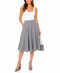 White Mark Women's Flared Pull-On Midi Skirt