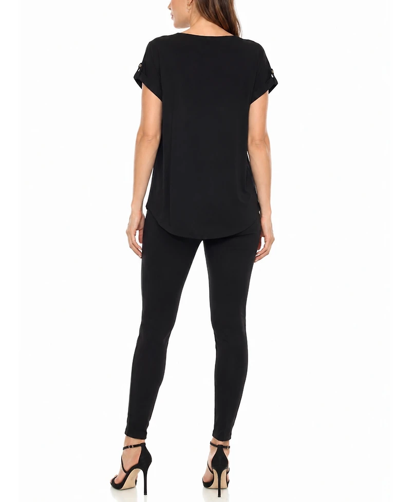 White Mark Women's Dolman Short-Sleeve Top and Scuba Pants Set