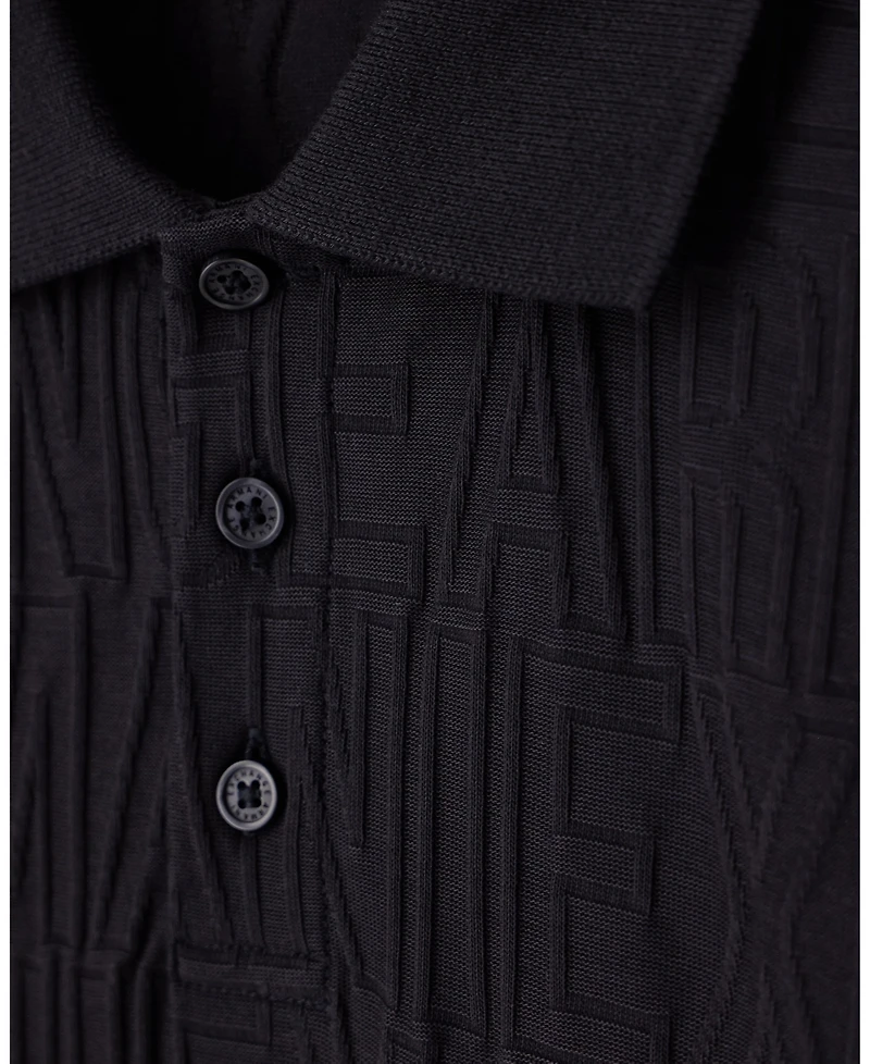 A|X Armani Exchange Men's Mercerized Jacquard Cotton All Over Logo Polo Shirt