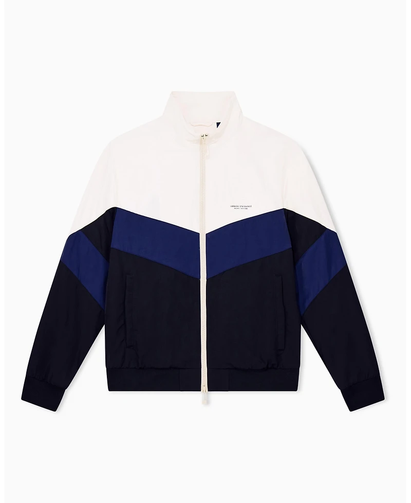 A|X Armani Exchange Men's Nylon Chevron Color Block Jacket