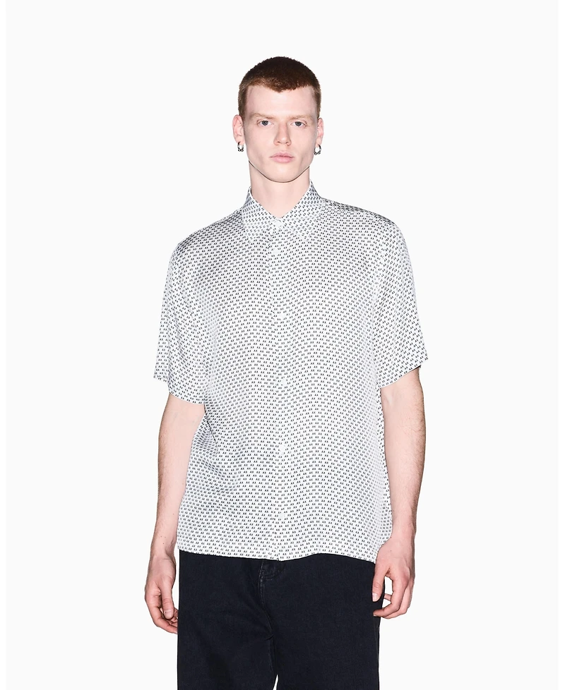 A|X Armani Exchange Men's Viscose All Over Logo Woven Shirt