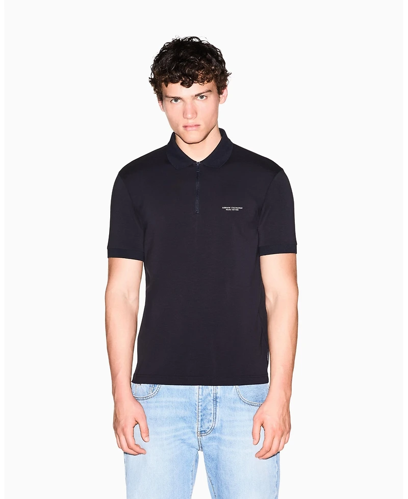 A|X Armani Exchange Men's Short Sleeves Zip Cotton Polo Shirt