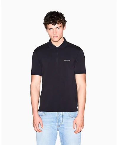 A|X Armani Exchange Men's Short Sleeves Zip Cotton Polo Shirt
