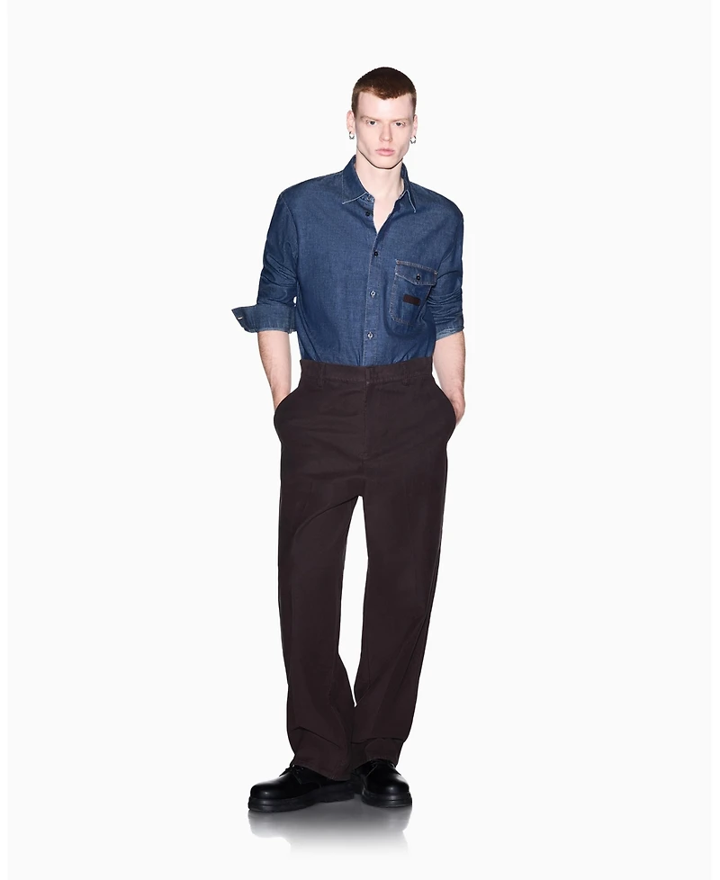 A|X Armani Exchange Men's Long Sleeve Cotton Denim Woven Shirt