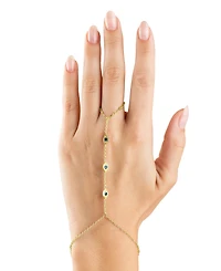 Sterling Forever Rhodium-Plated Brass Arielle Cubic Zirconia Evil Eye Hand Chain