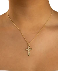 Sterling Forever Rhodium-Plated Brass Pave Cubic Zirconia Cross Pendant Necklace