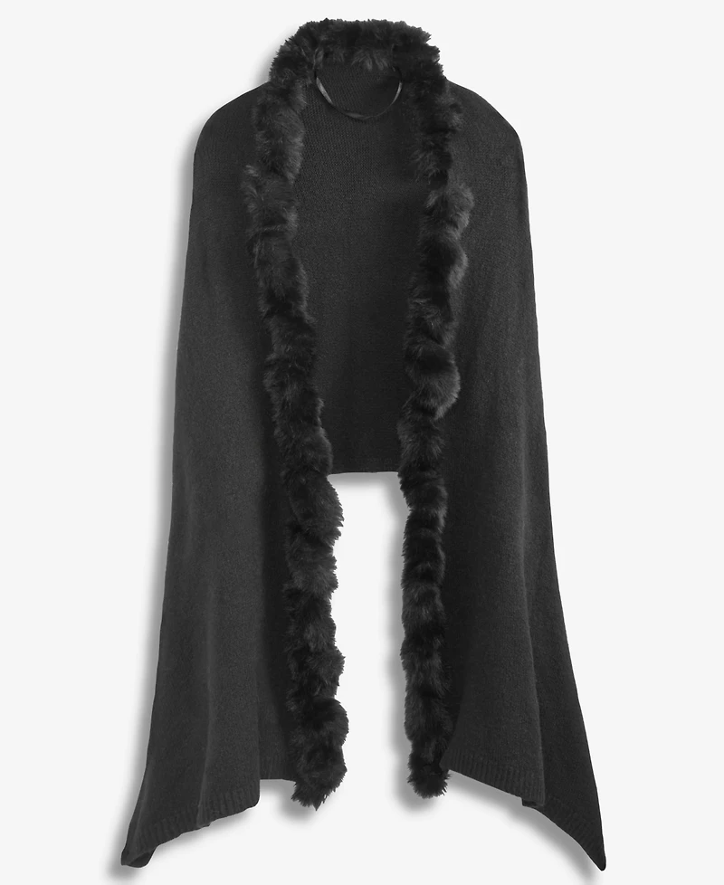 I.n.c. International Concepts Women's Knit Twisted Faux-Fur-Trim Wrap, Macy's Exclusive